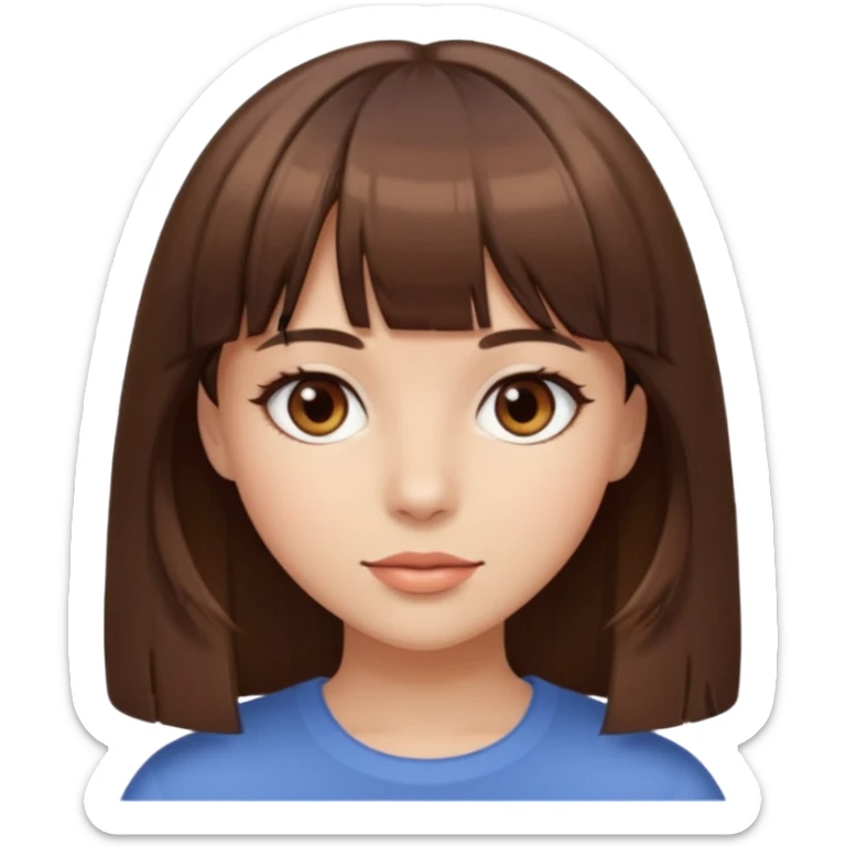 a beautiful girl with straight brown hair and bangs with brown eyes sticker