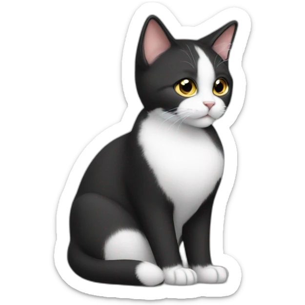 Cute Tux cat The tail is always raised, and the tip of the tail is a small white ball. sticker