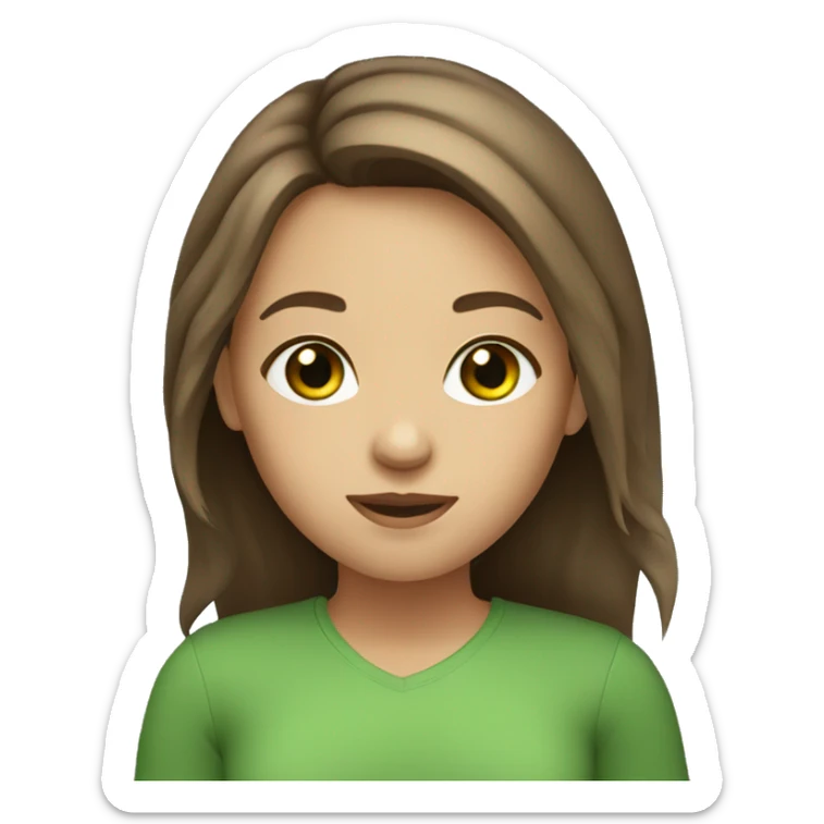 girl with green eyes and brown shoulder length hair  sticker