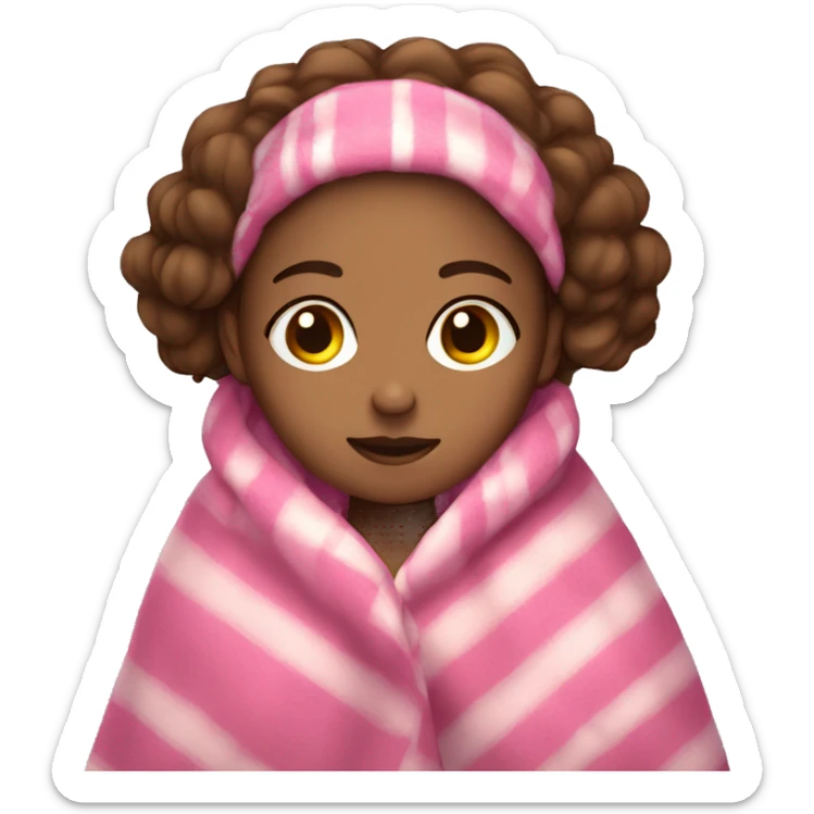  A brown hair girl with a pink blanket rapped around her  sticker