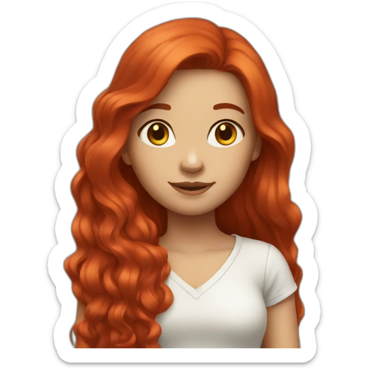 Girl with long red hair sticker