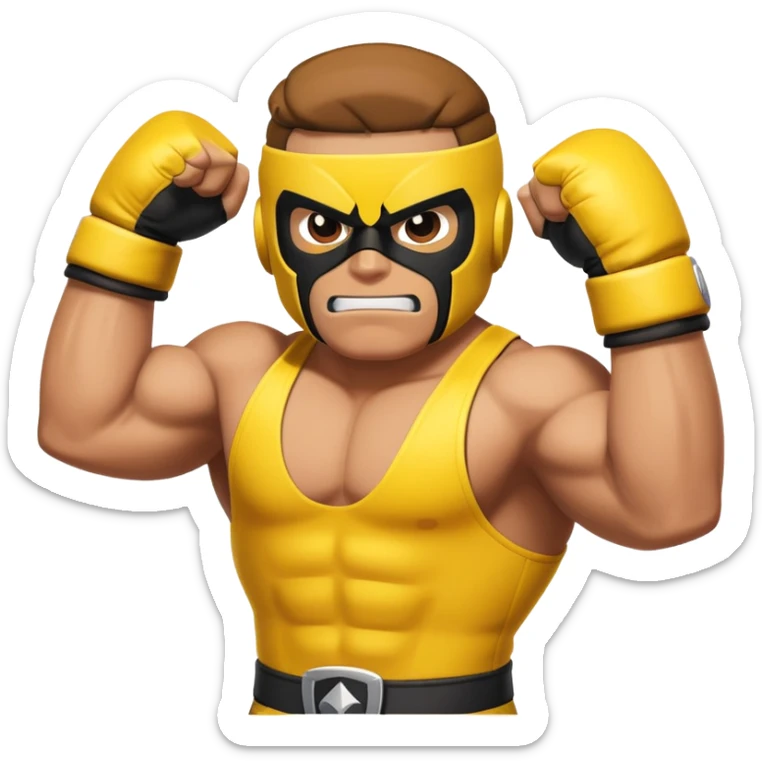 El Primo character from Brawl Stars, a muscular wrestler with a luchador mask and yellow and black outfit sticker