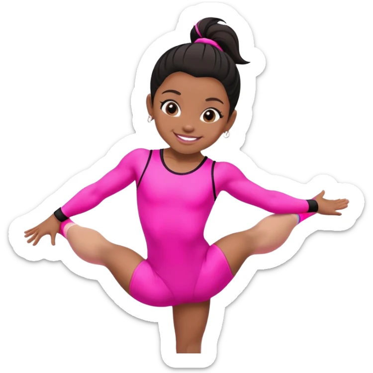 "A gymnast in neon pink and black outfit with a smile and a look of surprise." sticker