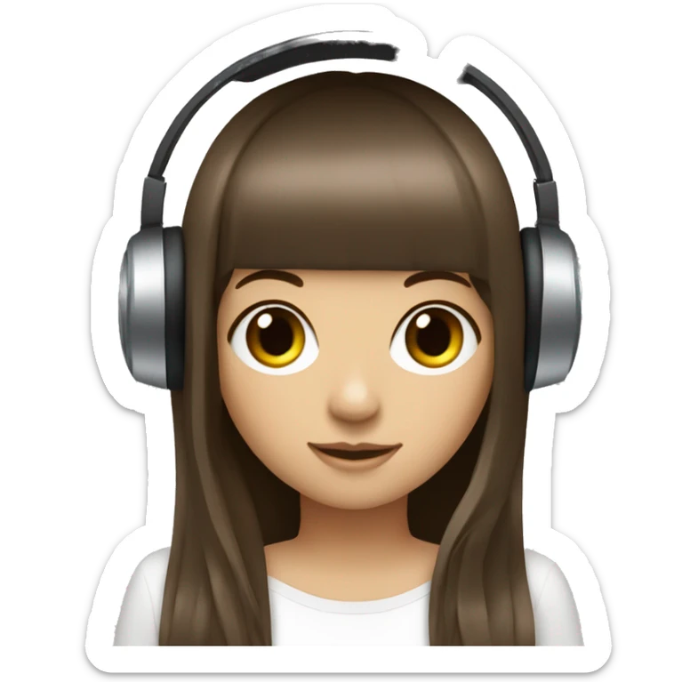 Girl Dj with cute frange and brunette haie sticker