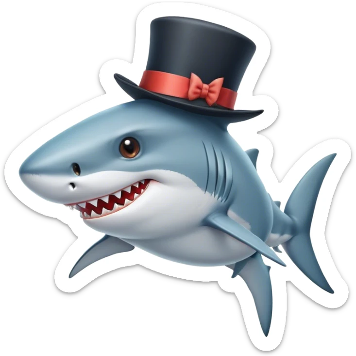 Shark with a top hat sticker