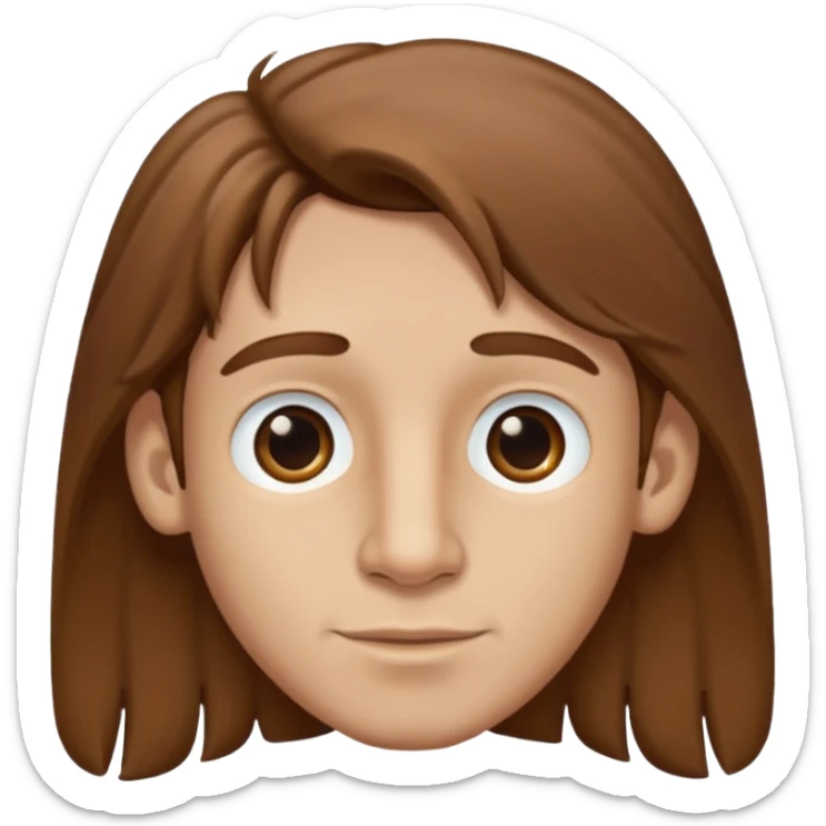 Make a emoji of a person with light skin with long nose hair that goes down like 2 inchis with long hair and with not that much hair and with his hair brown and who's a boy and who's nose hair goes down 2 inchis sticker