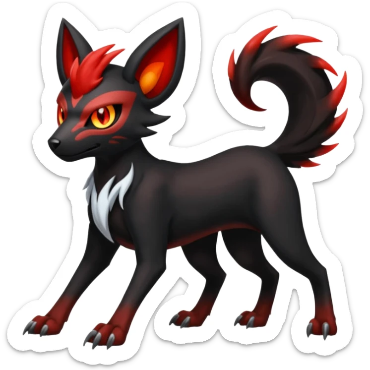 Darkrai-Litten-Houndoom-Meloetta-Fakémon-creature-hybrid-fusion, full body sticker