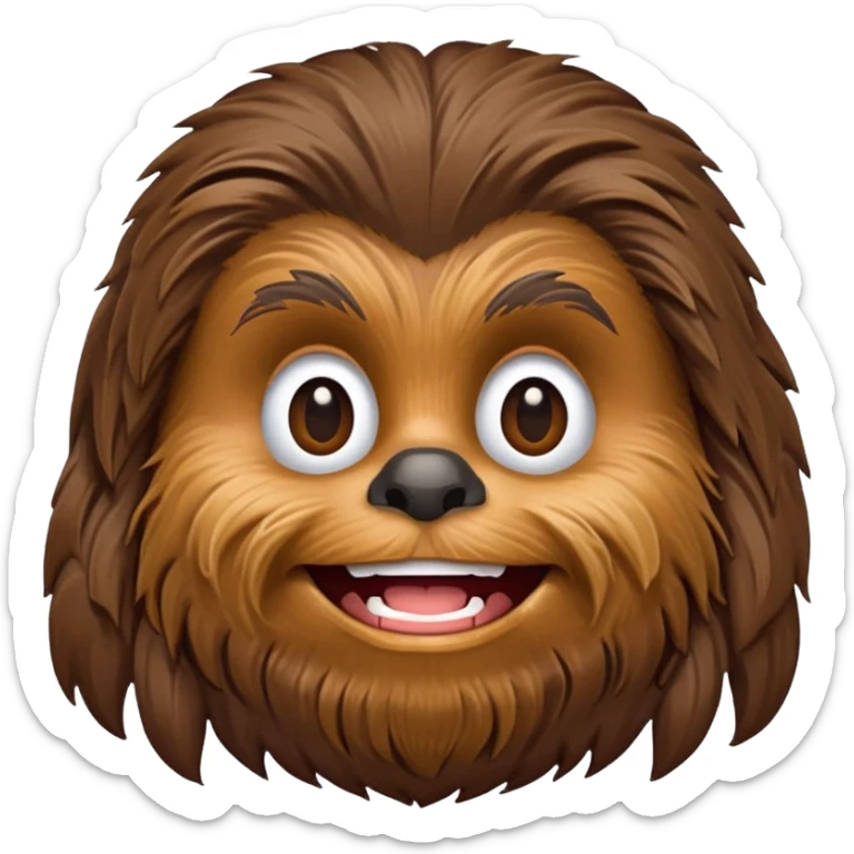 pero la cara de chewbacca en formato png con menos detalle, mas delgado y sonriente sticker