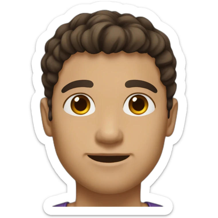 He has dark brown hair, a medium skin tone, and dark brown eyes. He is clean-shaven and has a full head of thick, wavy hair.  sticker