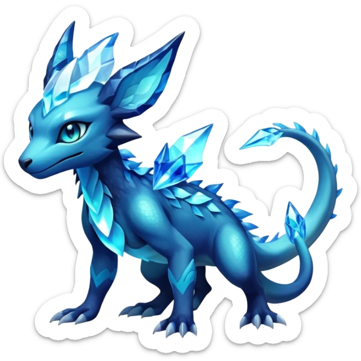 Colorful Dark Shiny Exotic Salandit-Aurorus-Glaceon-Fakémon-hybrid-creature (full body)  sticker