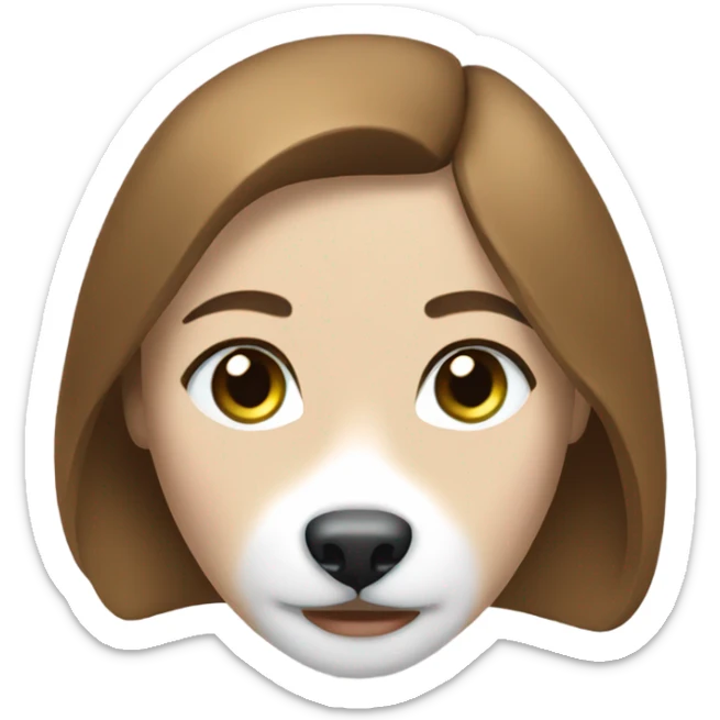 White Woman hair brown and bleus eyes and golden Husky With green eyes sticker