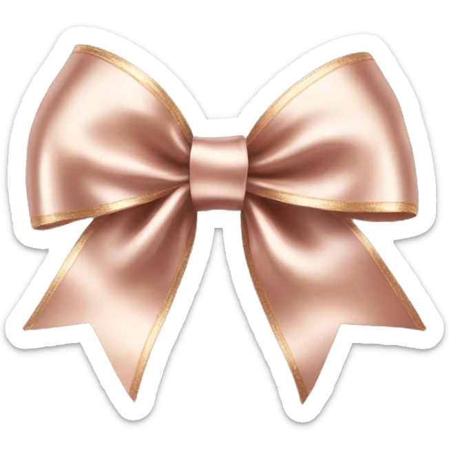 Realistic isolated rose gold ribbon bow with edges of the bow lined with white fur. sticker