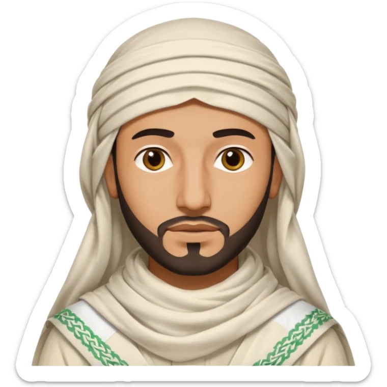 Arabe con un shemagh de color blanco pero solo sea la cabeza y nada de cuerpo sticker