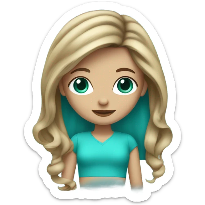girl with medium length dark blonde hair and turquoise eyes sticker