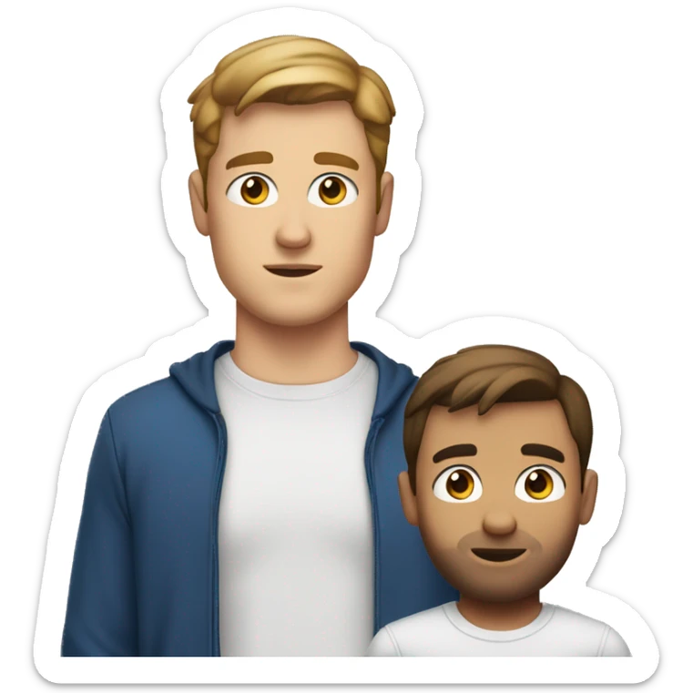 A 26 year old, White man, with short brown hair, with none facial hair,   with blue eyes wearing a t-shirt. sticker