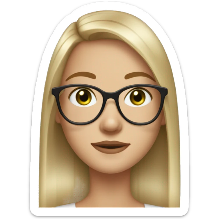 girl with dirty blonde straight hair , glasses, freckles,green eyes,long eyelahes sticker