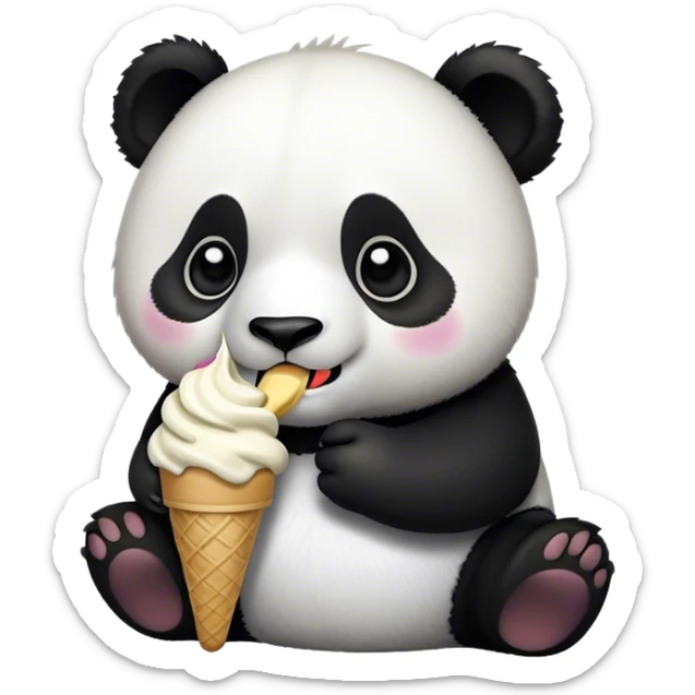 Panda eating ice cream sticker