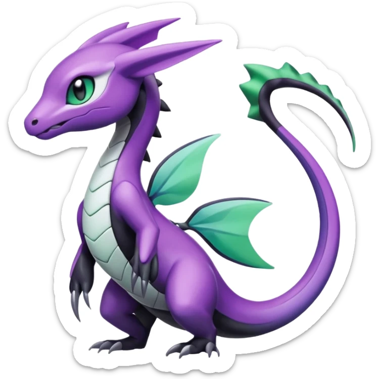 Violet-purple-black-white-gradients Meloetta-Rayquaza-Salandit-Pokémon-Fakémon-creature sticker