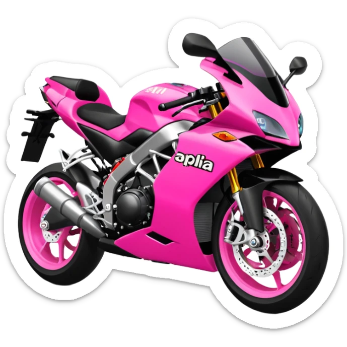 moto sportiva con scritta aprilia nera e solo avanti rosa fluorescente  sticker