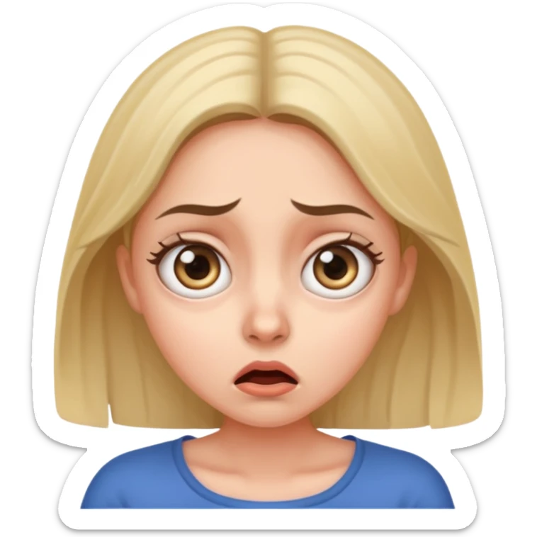 A realistic waist-up portrait of a frightened woman sticker