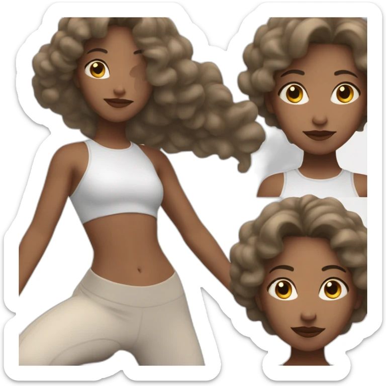 Girl with dark blonde hair with big lips in yoga position sticker