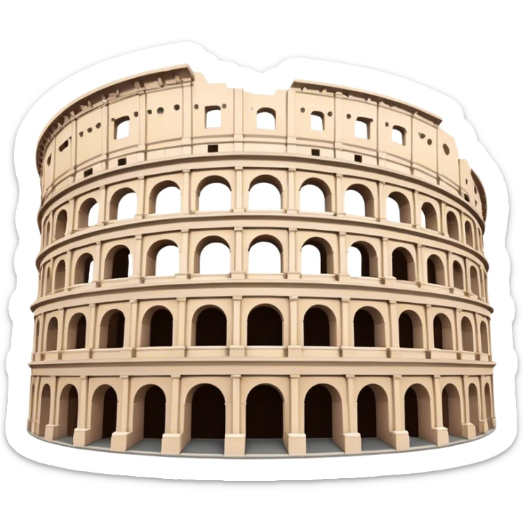 Cinematic Realistic Colosseum Landmark Emoji, depicted as the ancient Roman amphitheater rendered with dramatic architectural detail and dynamic lighting. sticker