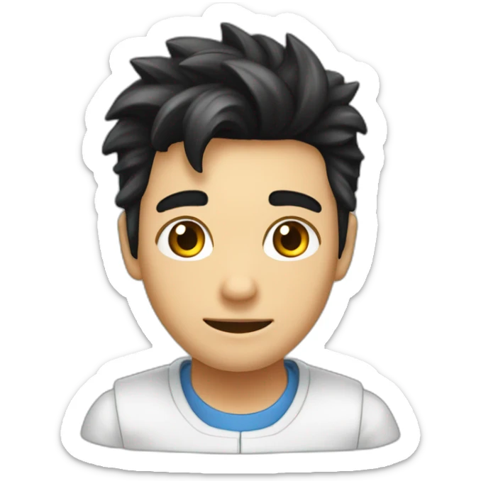 chemistry boy with black hair combed to the right and his instumants on his hand sticker