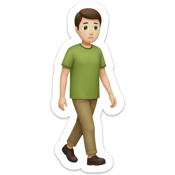 walking man no face, green shirt, similar to previous eyes emoji style sticker