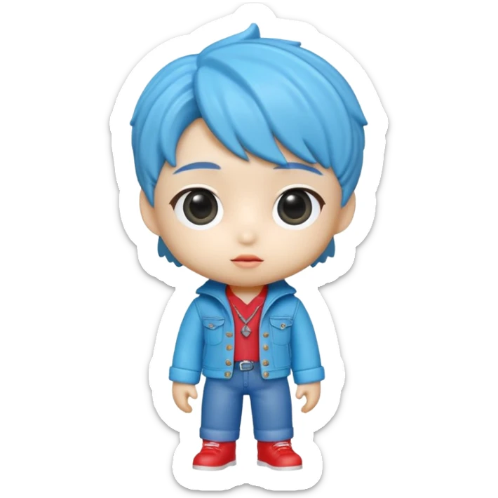 Isolated, breathtakingly vivid and intricately detailed digital illustration of the most incredibly adorable kpop denom hunter figurine imaginable, toy style. sticker