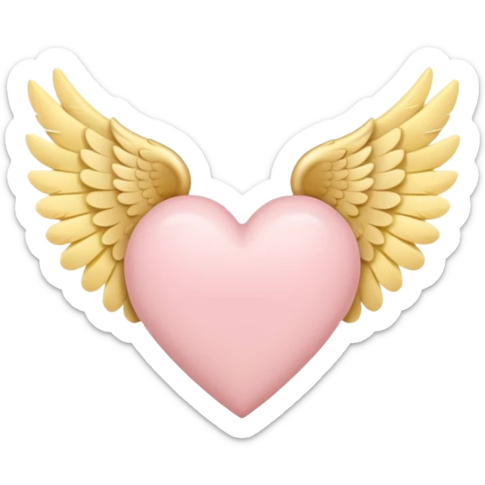 Heart with wings in soft pink, beige and yellow pastel colors sticker