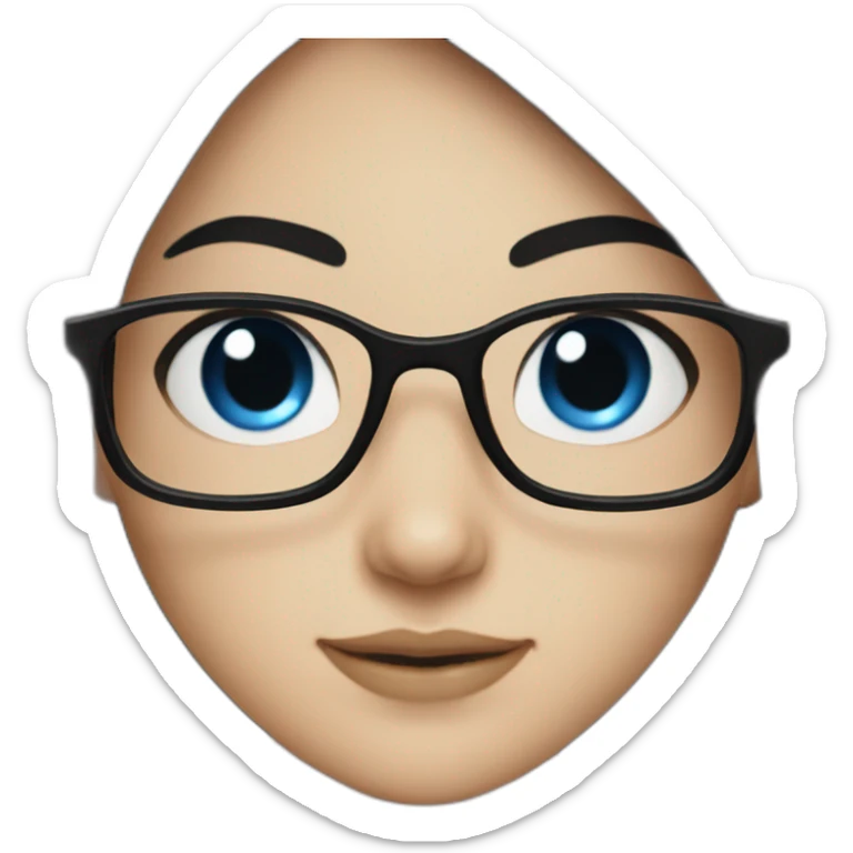A girl with blue eyes and dark black hair with glasses sticker