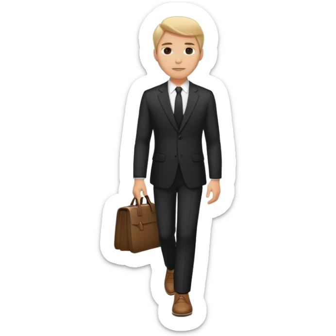 Caucasian male standing wearing dark suit and shoes sticker
