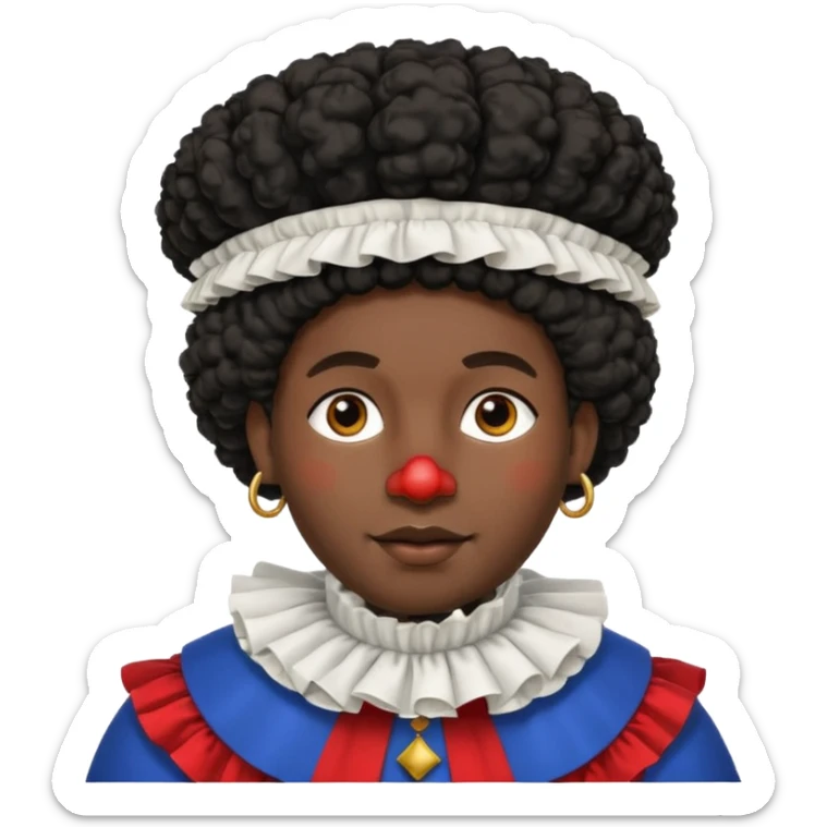 Zwarte Piet , de knecht van Sinterklaas. Met zijn kraag, Afro haar en een muts op zijn/ haar goofd sticker