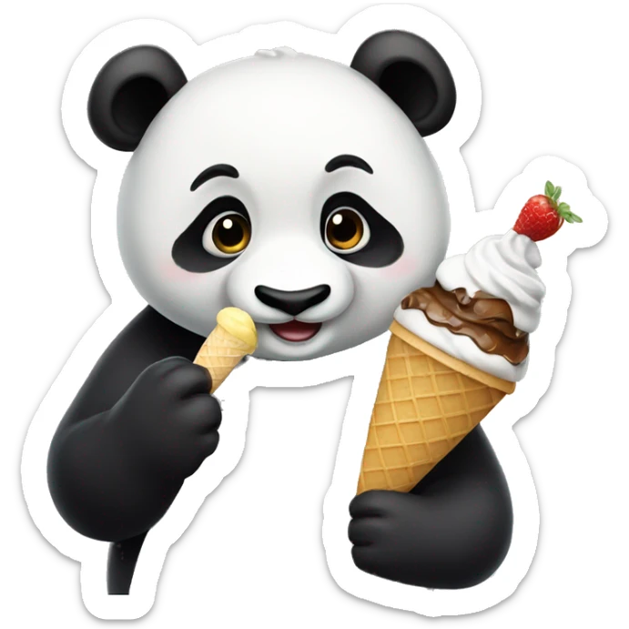 Panda eating ice cream sticker