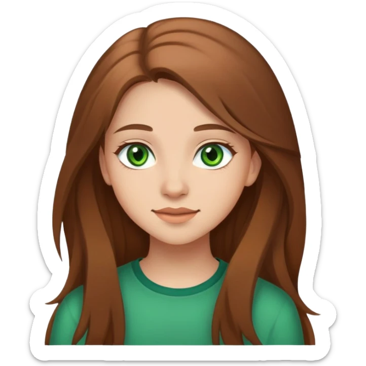 friendly girl, age 17, green eyes, light skin, long brown hair sticker