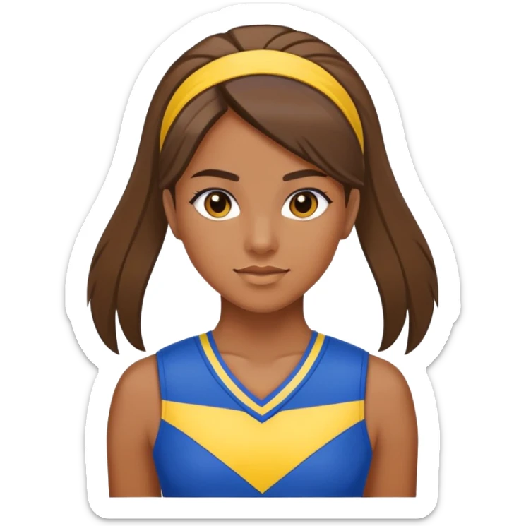 brownskin cheerleader straight hair and the uniform is blue and yellow sticker