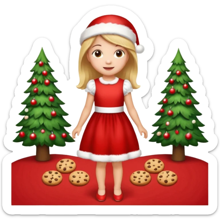 Christmas girly wallpaper with trees cookies chilling all in red colour sticker