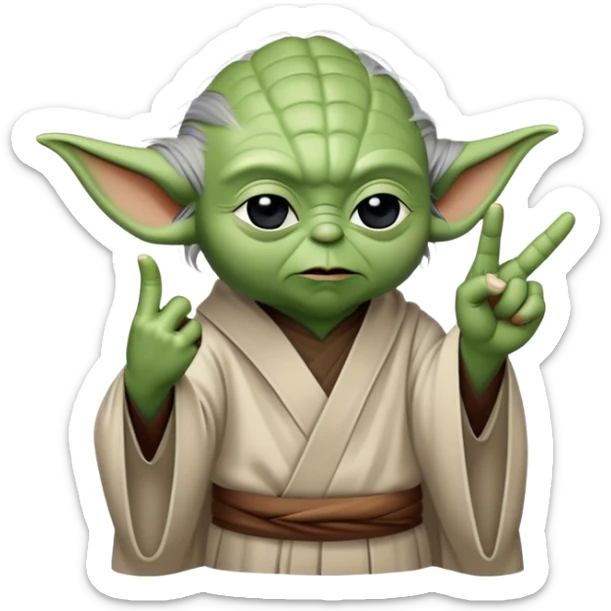 yoda giving someone the finger, flipping them off, or flicking them off sticker