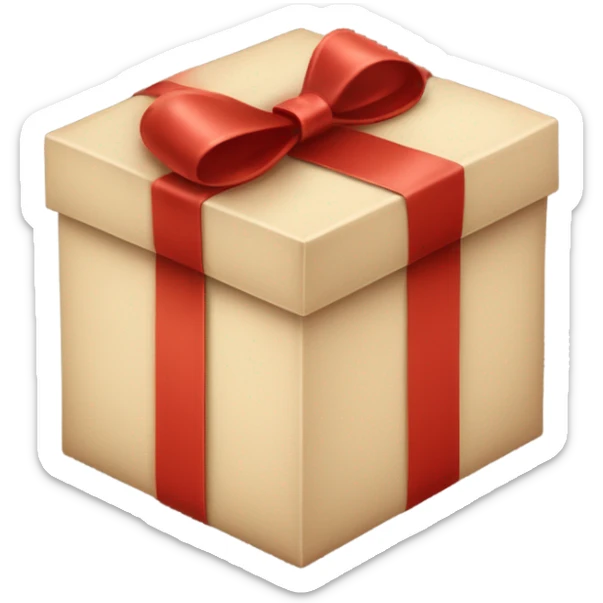 Beige gift box: A sophisticated beige box with a red wood color bow and matching ribbon, giving it a soft, elegant, and vintage holiday vibe sticker