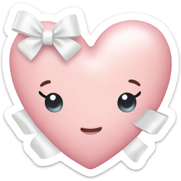 Pastel pink heart with white bow sticker