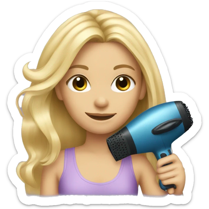 blonde girl holding a hair dryer and brush sticker