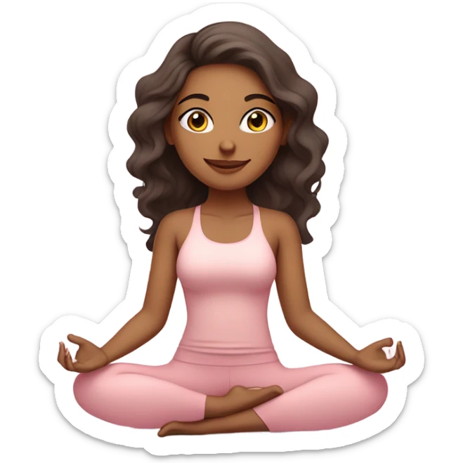Latina yoga beautiful girl in light pink clothes sitting on a yoga mat sticker