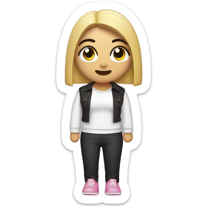 Dua lipa con chongo y dos pelos al frente rubia con saco rosa manejando sticker