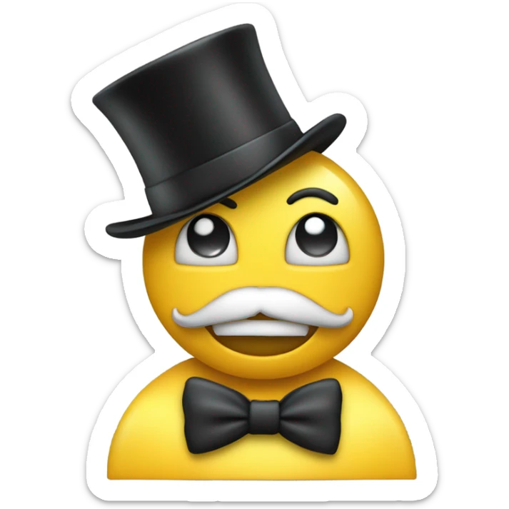 yellow Emoji wearing top hat with on top hat saying following text happy New Year sticker