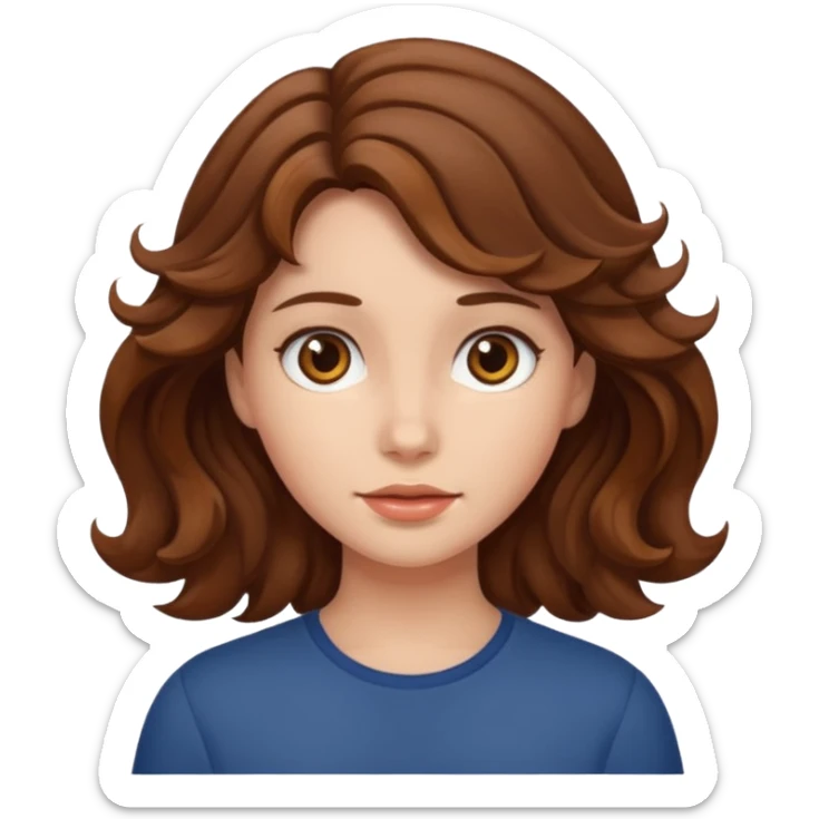 Girl with brown wavy hair sticker