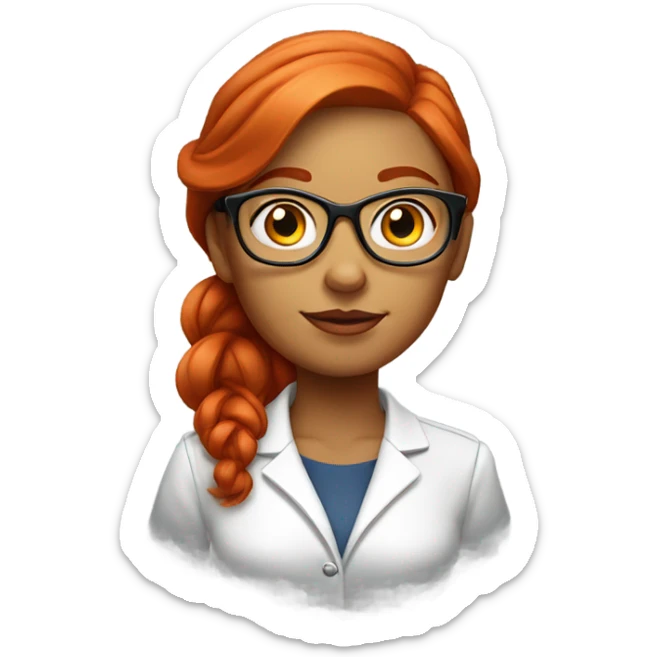 red hair woman nutritionist wearing glasses having an idea sticker