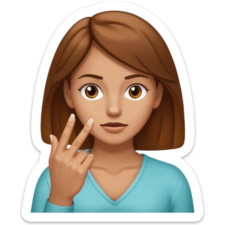 Fille brune et blanche qui a un ongle entre les canines de sa bouche sticker