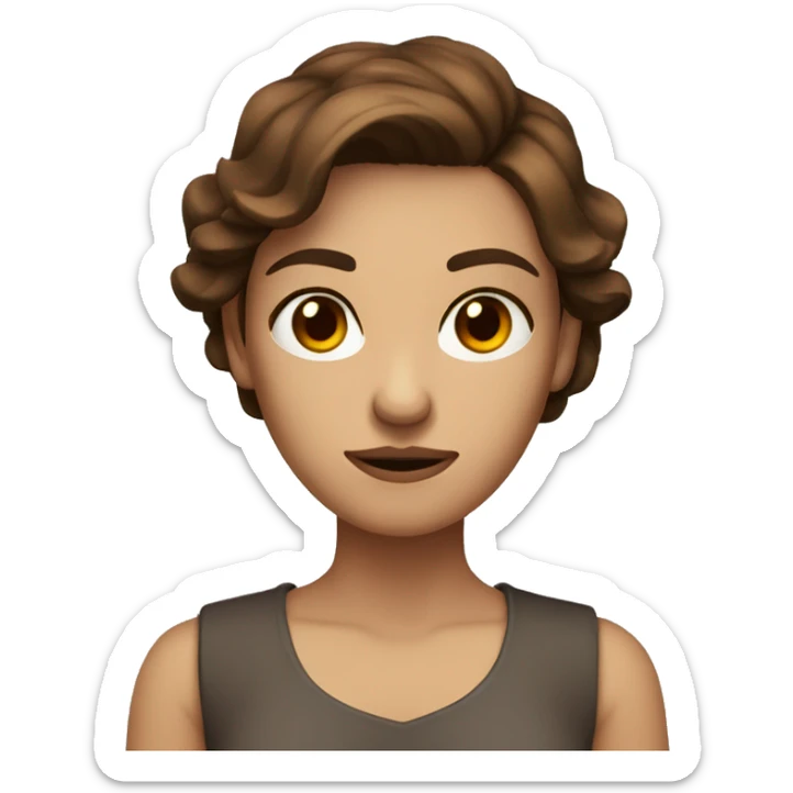 Woman Brown hair brown eyes fair skin with crossed arms slightly angry  sticker