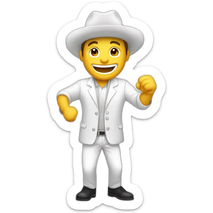 hombre blanco feliz saltando de la alegria, cuerpo entero sticker