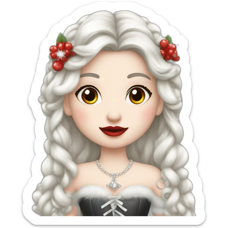 schneewittchen prinzessin schwarze Haare weiße Haut rote lippen sticker
